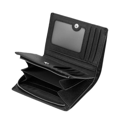 New Men's Genuine Leather Zipper Short Wallet Multi Card Slots Fashion Vertical Mini Snap Coin Purse