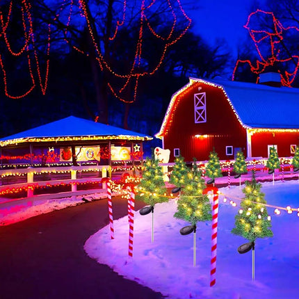 2Pcs Solar Christmas Tree Stake Light waterproof Outdoor Garden Xmas Lamp Decor