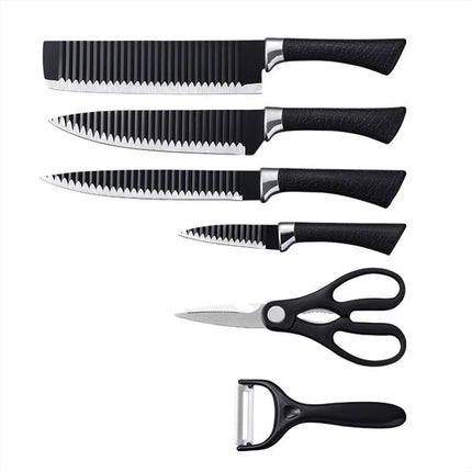 6 Pcs Kitchen Knife Set Non Stick Coated Chef Knives Set Stainless Steel