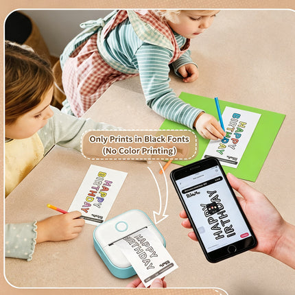 T02 Mini Pocket Bluetooth Thermal Printer Wireless Photo Inkless Sticker Green