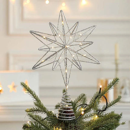 LED Christmas Tree Topper Star Xmas Tree Light Ornaments Party Tree Decor