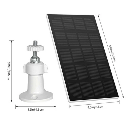 Solar Panel for Outdoor Security Camera, 5V 3W with Micro USB & Type-C Adapter Black