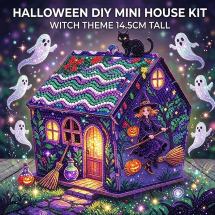 Witch Halloween Ghost Diamond Art Kits for Adults Tabletop Ornaments 3D House Art Kit