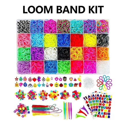 12000PCS Rainbow Loom Bands Rubber Bracelet Making Kit S Clips Beads DIY Toys