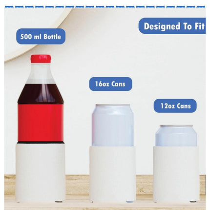 50pcs Foldable Blank Can Stubby Cooler Holder Sleeve Sublimation Heat Transfer White