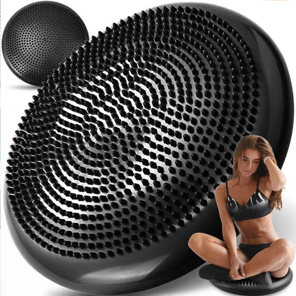 33CM Wobble Balance Cushion Board Inflatable Stability Yoga Core Disc With Pump