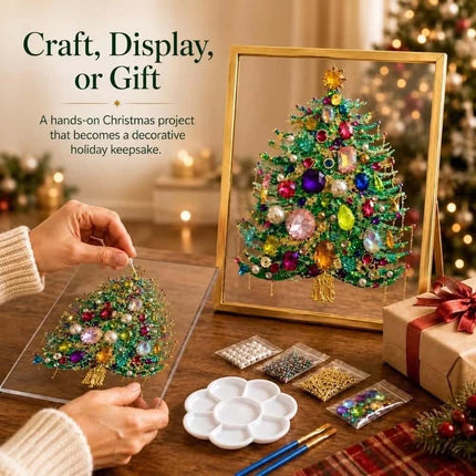 1 Set DIY Christmas Tree Art Kit Gem Art Jeweled Holiday Craft Kit Decoration