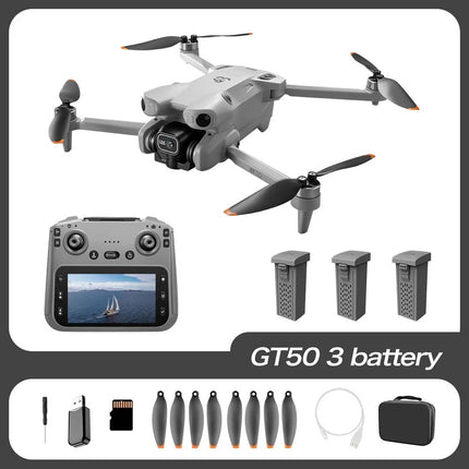 3 Batteries GT50 Drone 4.3'' Screen Remote RC Drone 8K HD Dual Cameras WiFi 20mins Flight