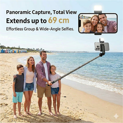 Flexible Tripod Holder Stand Selfie Stick With Bluetooth Remote and Fill Light For Mobile Phone