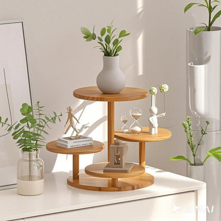 4-Tier Round Wood Cupcake Tower Stand for Birthday, Graduation, Coffee & Tea Party