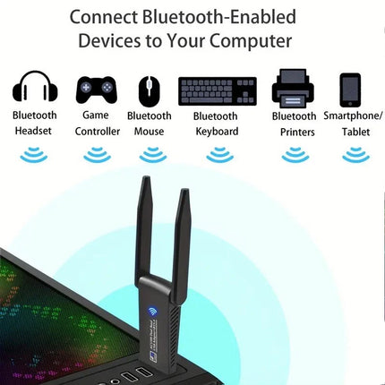1300Mbps USB 3.0 WiFi &amp; Bluetooth Adapter, 5GHz Dual Band Network Dongle Receiver
