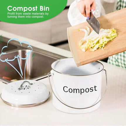 3.5L Kitchen Compost Bin Rubbish Waste Composter Basket Recycling Scrap Trash