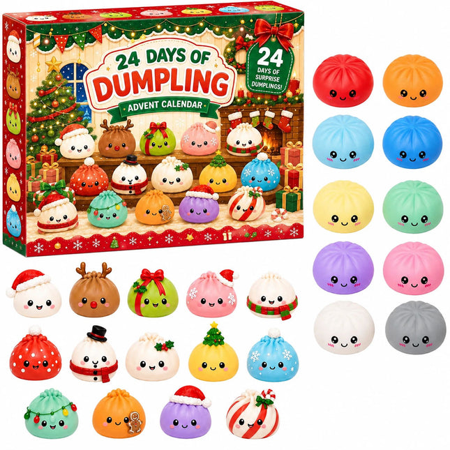 2026 Christmas Squishies Advent Calendar 24 Days Dumpling Toys Adult Stress Toy Xmas Gift New