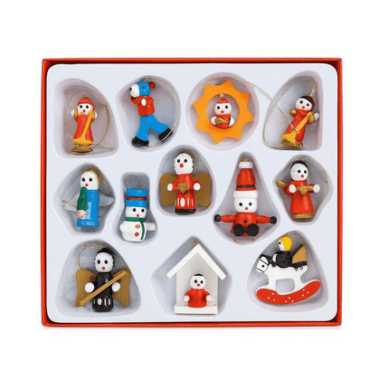 Boxed Set Wooden Ornaments Christmas Tree Hanging Set Holiday Decor