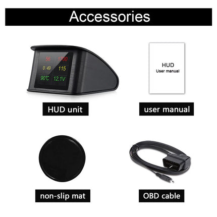 Smart Car HUD P10 Digital Head Up LCD Display Speedometer OBD 2 Scanner Upgrade