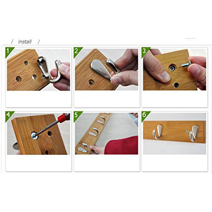 5-Hooks Natural Wooden Coat Rack Wall/Door Hook Hanger Mounted Natural Color