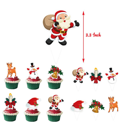 Merry Christmas Party Decoration Set, Banners, Cake & Cupcake Toppers, Balloons