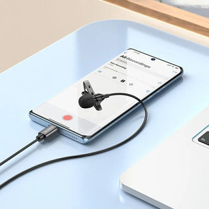 360° Lavalier Microphone Clip-On USB-C Mic for Android Laptop