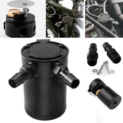 Universal Oil Catch Can Compact Baffled 2-Port Aluminum Reservoir Oil Catch