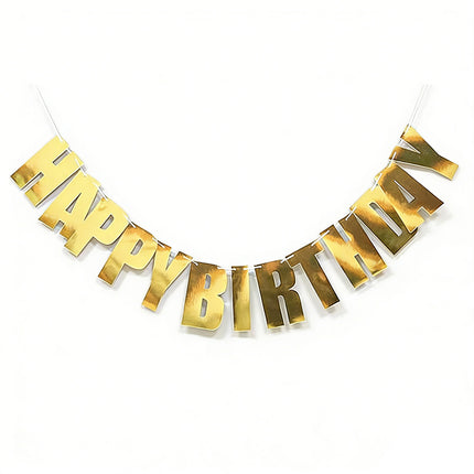 3 Pcs Happy Birthday Party Banner Flag Hanging Decoration Bunting Garland Gold Pink Clear
