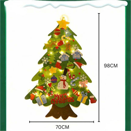 Felt Christmas Tree Set DIY with 32pcs Removable Ornaments Xmas Hand Craft Decor