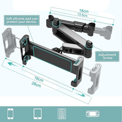 Extendable Car Back Seat Headrest Long Mount Universal Holder iPad Tablet Rotate