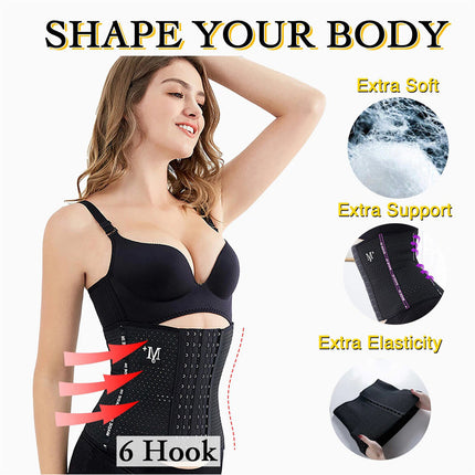 Women's Waist Trainer Cincher Tummy Girdle Belt Body Shaper Slimming Corset Wrap Black