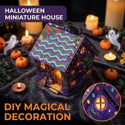 Witch Halloween Ghost Diamond Art Kits for Adults Tabletop Ornaments 3D House Art Kit