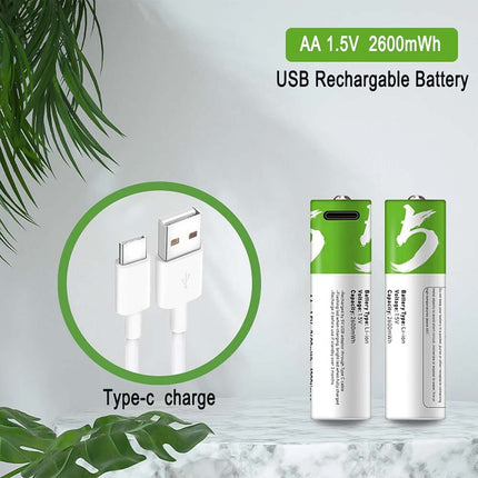 4X USB AA Lithium Ion Rechargeable Battery 1.5V 2600mAh Fast Charger Type C Lot