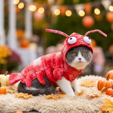 Dog Lobster Costume Pet Cat Party Clothes Halloween Cosplay Dress, Puppy Red