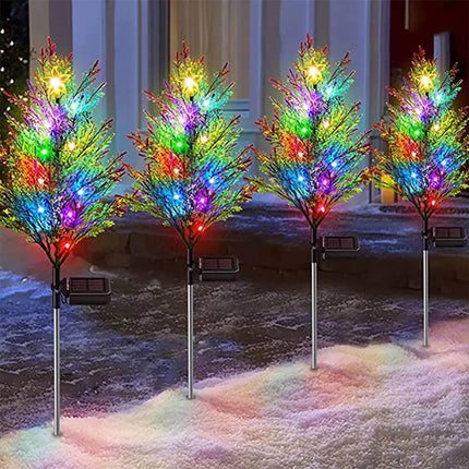 4 X Solar Lights Outdoor Stake Pine Tree Lamps Christmas Garden Lawn Yard Decor