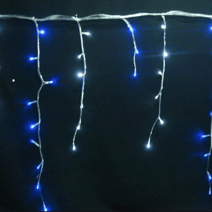 480 LED 14.5m Blue & White Solar Icicle Christmas Lights with 8 Functions