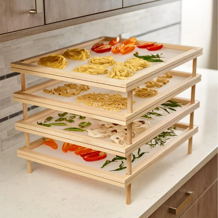 Stackable Wooden Pasta Herb Drying Rack Plant Drying Net Food-Dryer Mesh Holder