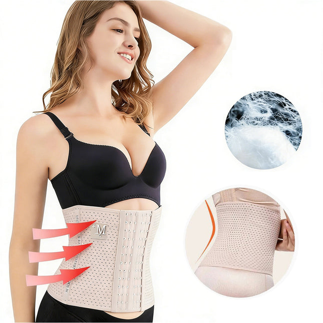 Women's Waist Trainer Cincher Tummy Girdle Belt Body Shaper Slimming Corset Wrap Beige