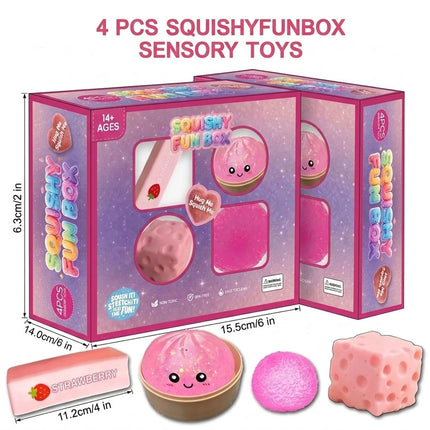 4 Pieces Sensory Toy Assortment Safe Stress Relief Toy Set Kawaii for School