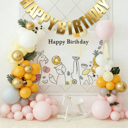3 Pcs Happy Birthday Party Banner Flag Hanging Decoration Bunting Garland Gold Pink Clear