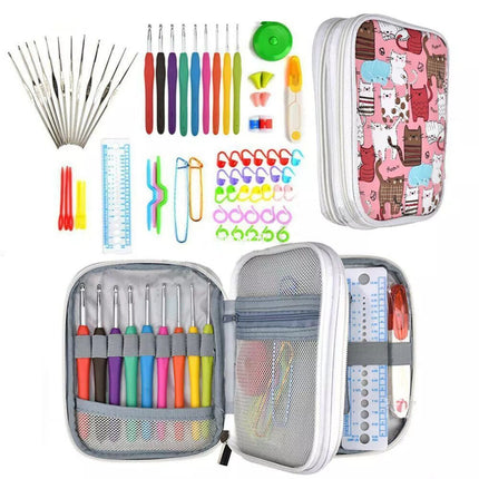 72Pcs Crochet Hooks Set Kit Yarn Knitting Needles Sewing Tools Grip With Bag DIY