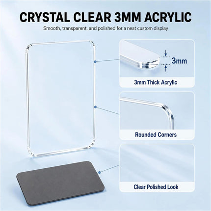 20PCS Rectangle 5 x 8CM DIY Acrylic Photo Display Craft Set, Clear Picture Holder Making Kit