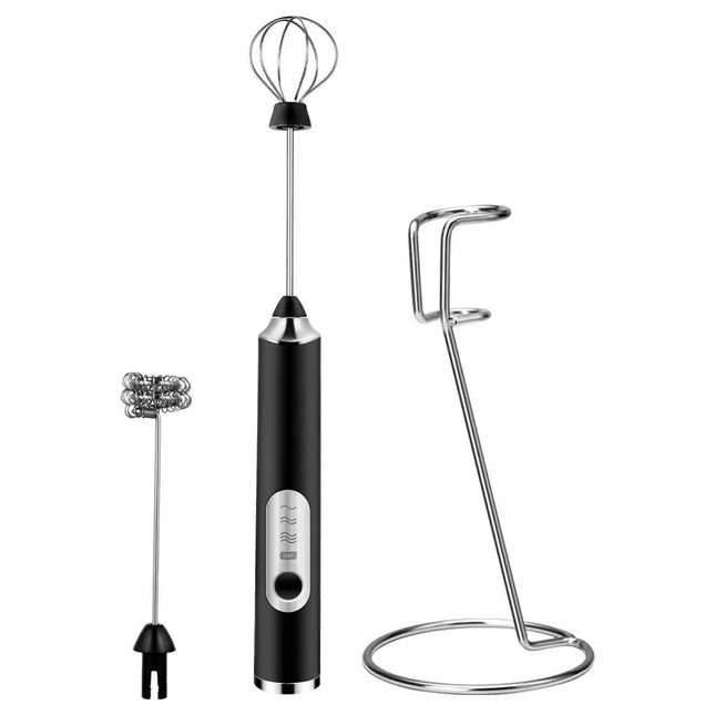 Handheld Electric Coffee Milk Frother Whisk Egg Beater Rechargeable 3 Speeds