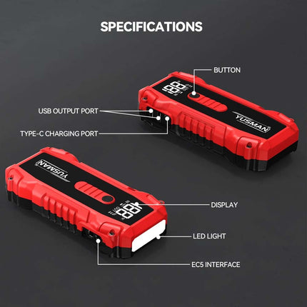 7000A Car Jump Starter Pack Power Bank LED LCD Battery High Booster Charger