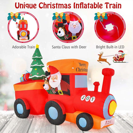 2.6M Christmas Inflatable Blow Up Xmas Santa Train w/6 Bright LED lights Decor