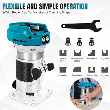 800W Cordless Brushless Wood Trimmer Compact Router Tool For Makita 18V Battery