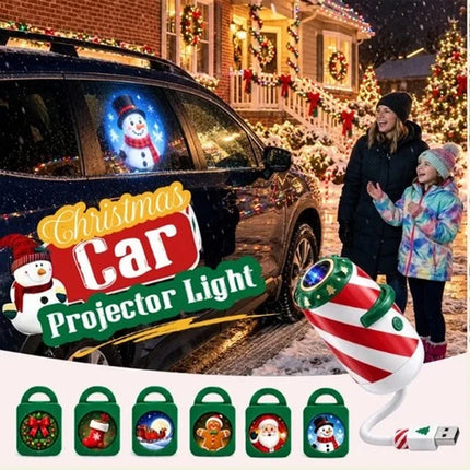 Merry Christmas Car Interior Projector Light USB Holiday Lamp 24 Patterns