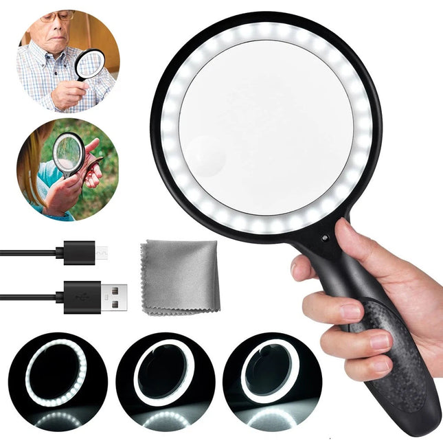 60X Magnifying Glass Magnifier Handheld Loupe Reading Optical Clarity With Light