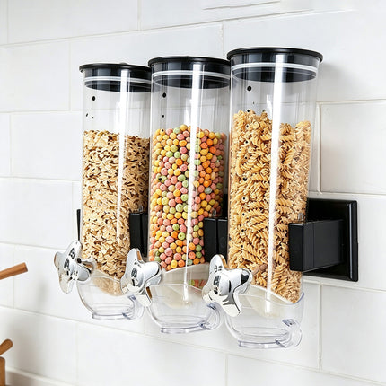 Wall-Mounted Cereal Dispenser Grain Grocery Storage Jar Dry Food Container Box