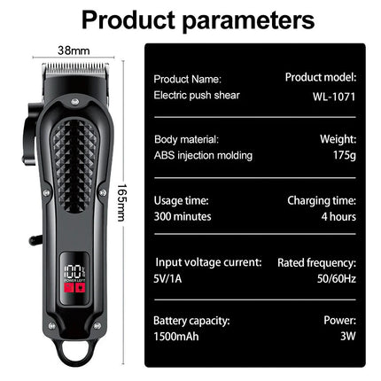 Professional Barber Electric Hair clipper LED display screen charging Trimmer