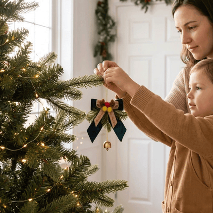 PVC Pine Needle Pinecone Christmas Bowknot Bell Pendant Bedroom