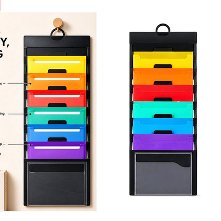 Multi Layer Wall Mounted File Organizer Accordion Bag Portable Document Storage