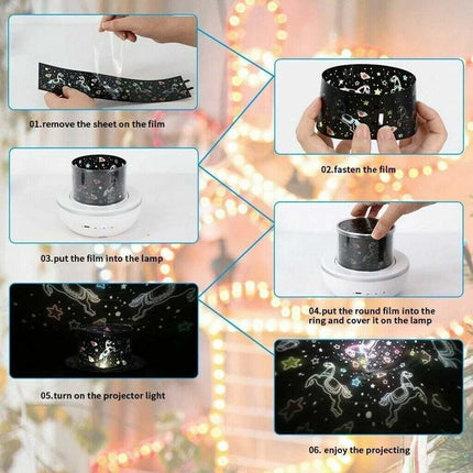 LED Light Projector Starry Sky Romantic Rotating Music Lamp