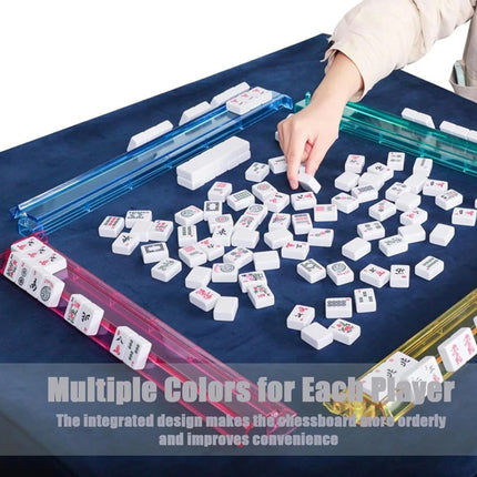 4 Pcs Mahjong Rack with Built-in Pusher Modern Mahjong Rack for American Mahjong (4pcs Clear Plastic Mahjong Push Rule)